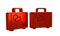 Red Suitcase for travel icon isolated on transparent background. Traveling baggage sign. Travel luggage icon.