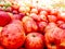 Red summer apples selling in a supermarket