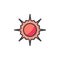 Red sun filled outline icon