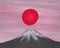 Red sun rising above japan fuji mountain, from my self created image series `The Spirit of Asia II, 2018`