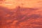 Red sunrise cloudscape, top view