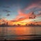 Red sunset on Saipan in Philippine sea