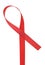 Red support ribbon on white background. World AIDS Day concept