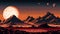 Red surface mars planet landscape 8bit pixel game