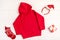 Red sweatshirt hoodei mockup on christmas