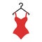 The red swimsuit on a hanger