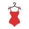 The red swimsuit on a hanger