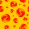 Red swirls on an orange background with transitions