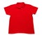 Red t-shirt mock up isolated on white backgrund, empty t shirt close up, polo red Tshirt over white