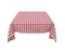 Red table clothe on the table isolated