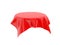 Red tablecloth on invisible round table. 3d rendering illustration