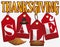 Red Tags with Traditional Elements of Thanksgiving for Sales Season, Vector Illustration