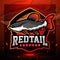 Red tail catfish mascot. esport logo design