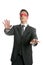 Red tape blindfold businessman isolated