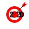 Red Target Arrow 2020. Merry Christmas and Happy New Year 2020. Vector Illustration