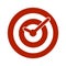 Red target conceptual clock icon