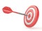 Red target and dart hitting center. 3D