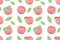 Red tasty apples seamless pattern, watercolor hand drawn illustration on the white background