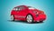 Red taxi electric car isolated 3d render on blue background with