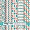 Red and teal trendy, modern and retro patterns set