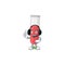 Red test tube cartoon character style speaking on headphone