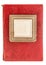 Red textile book cover with vintage photo frame