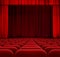 Red theater or cinema curtain or drapes