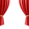 Red theater curtain on white background