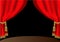 Red theatrical curtain with cyst