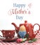 Red theme Happy Mothers Day breakfast with sample text
