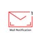 Red thin line mail notification icon