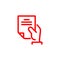 red Thin Outline Icon Sheet of Paper or Document.