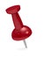 Red thumbtack on white background