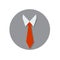 Red tie and shirt collar. Business clothing. Business style