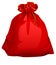 Red tied closed full santa bag with gifts. Christmas accessory