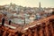 Red tile roofs over historical city center of Porto city, Portugal