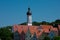 Red tiled roof houses and Maria Himmelfahrt Church