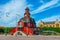 Red timber town hall in Lidkoping, Sweden