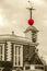 Red time ball on top the octagon room of the Royal Observatory in Greenwich