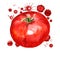 Red tomato with paint blots