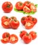 Red tomato vegetable fruits set isolated