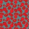 Red Tomatoes seamless repeat pattern on dark blue background