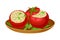 Red Tomatoes Stuffed with Rice Rested on Plate as Egyptian Dish Vector Illustration