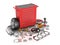 Red tool box with scattered around the vehicle parts