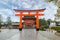 Red Tori Gate of Fushimi Inari Shrine in Kyoto, Japan