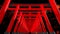 Red Torii gates in Japan. Torii gates in shrine. Shrine tunnel. CG loop animation.