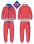 Red tracksuit with ribbed cuffs and contrast details