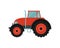 Red tractor for transportation of large loads. Agricultural machinery in flat cartoon style