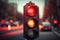 red traffic light with blurred background, symbolizing danger and urgency