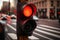 red traffic light with blurred background, symbolizing danger and urgency